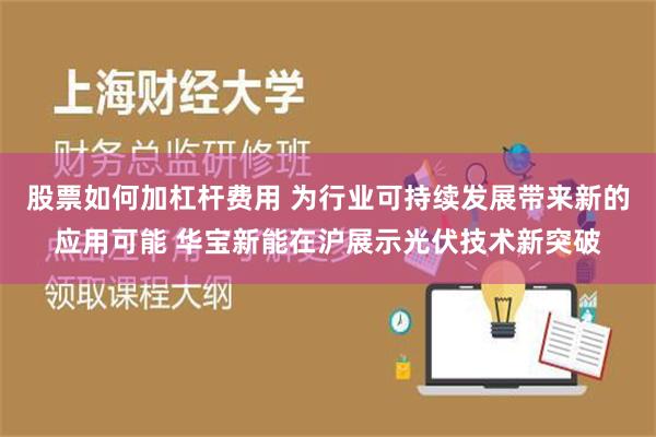 股票如何加杠杆费用 为行业可持续发展带来新的应用可能 华宝新能在沪展示光伏技术新突破